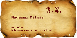 Nádassy Mátyás névjegykártya