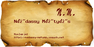 Nádassy Mátyás névjegykártya