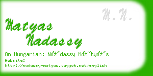 matyas nadassy business card